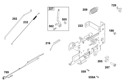 Controls Group Diagram and Parts List for 33S877-0037-G1 200000 - 399999 Briggs and Stratton Engine